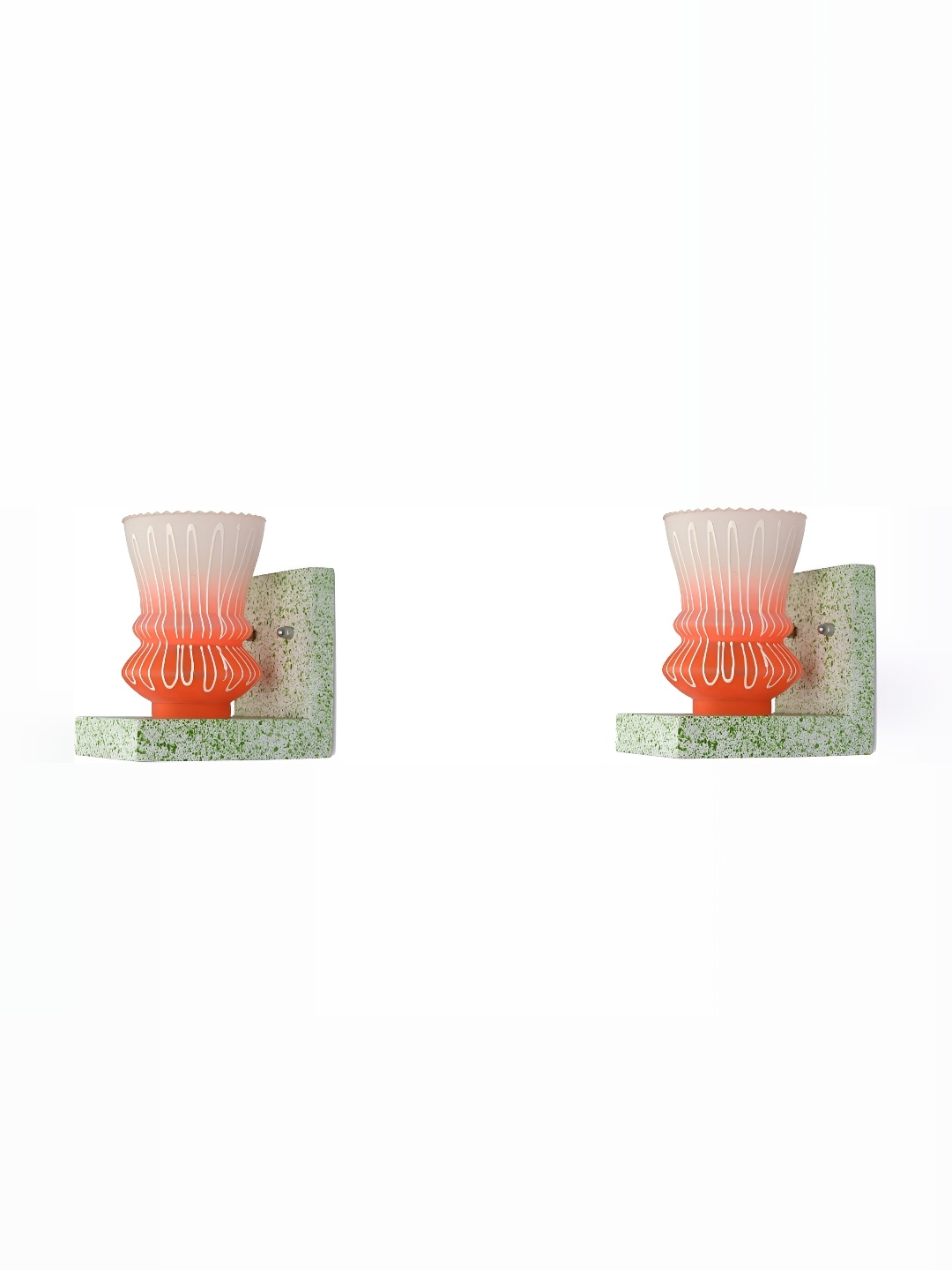 

1ST TIME Orange & White 2 Pcs Printed Glass Contemporary Wall Lamp