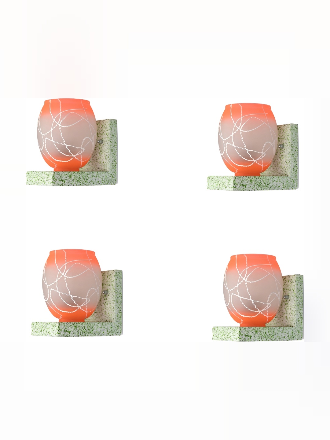 

1ST TIME Orange & White 4 Pieces Printed Glass Traditional Cylinder Shaped Wall Lamp