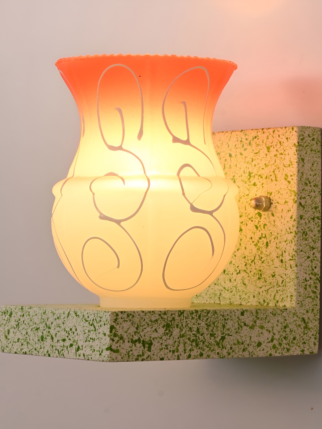 

1ST TIME Orange & White Printed Glass Contemporary Wall Lamp