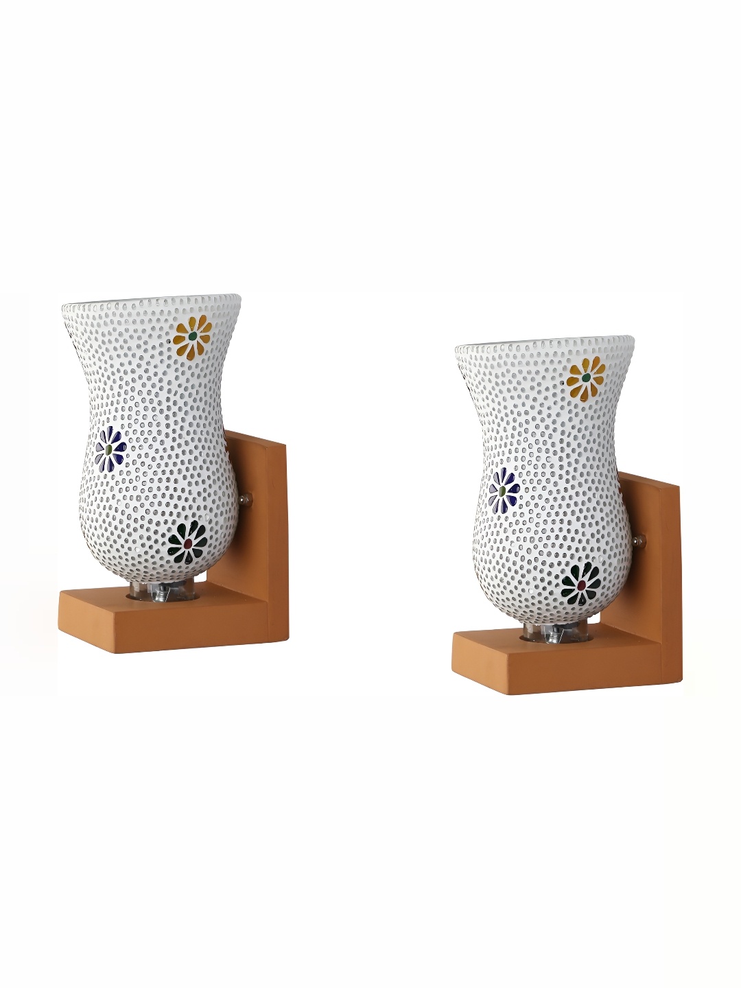 

1ST TIME White & Blue 2 Pcs Printed Glass Contemporary Wall Lamp