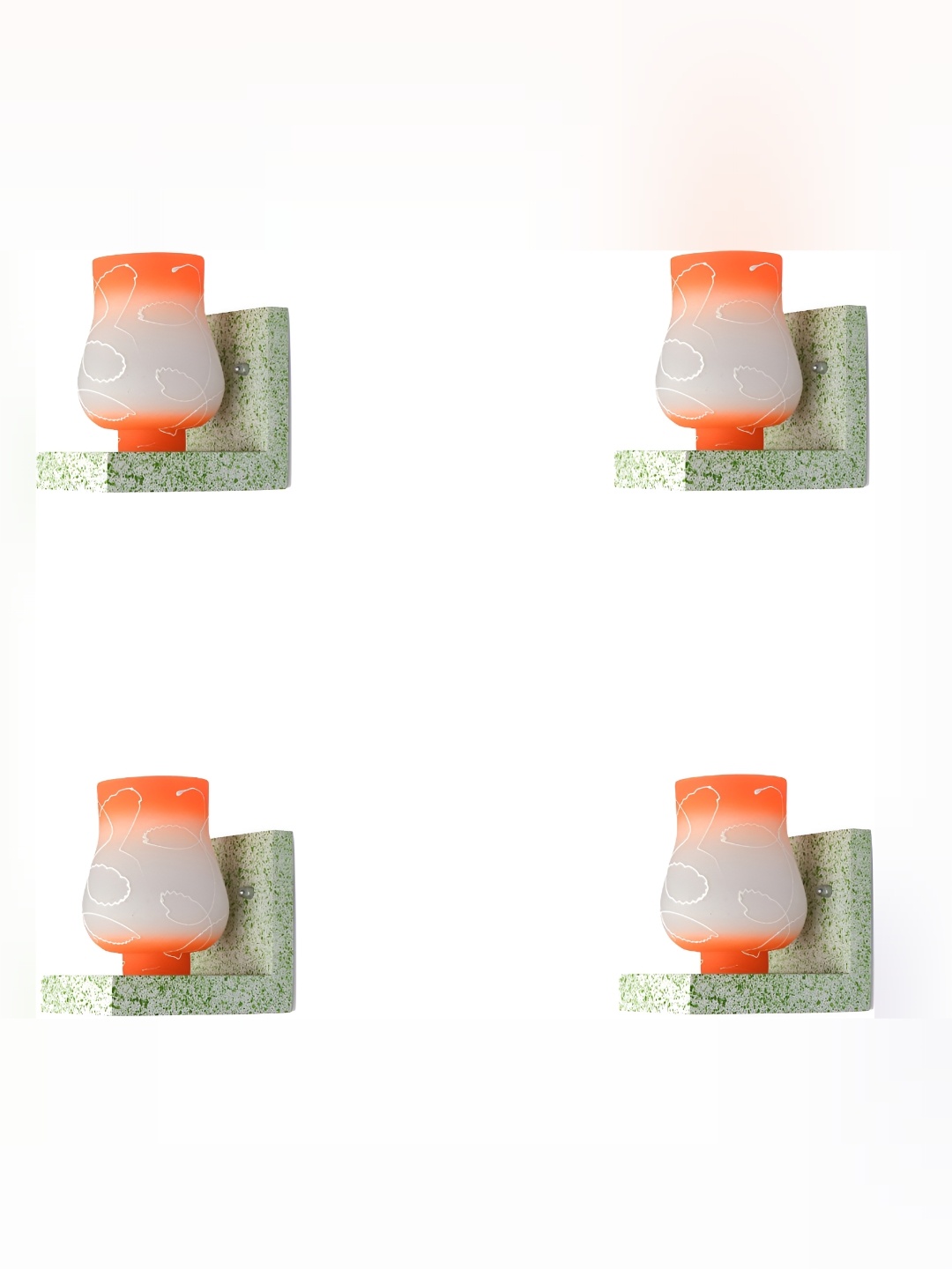 

1ST TIME Orange & White 4 Pieces Printed Glass Contemporary Wall Lamp