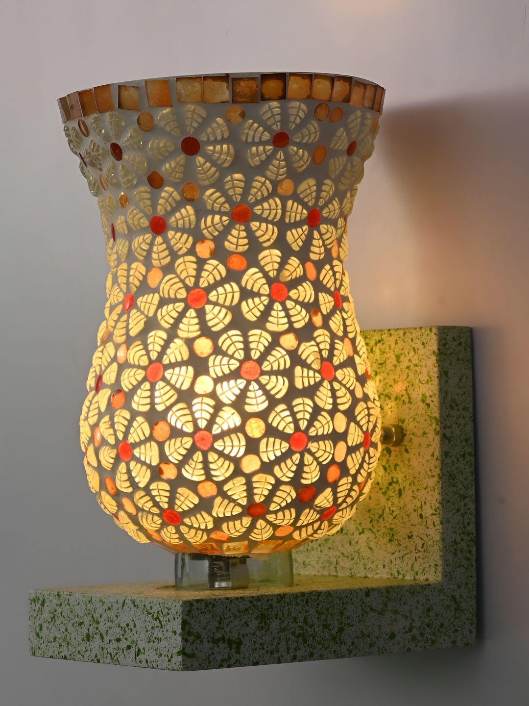 

1ST TIME White & Green Printed Glass Abstract Shaped Contemporary Wall Lamp