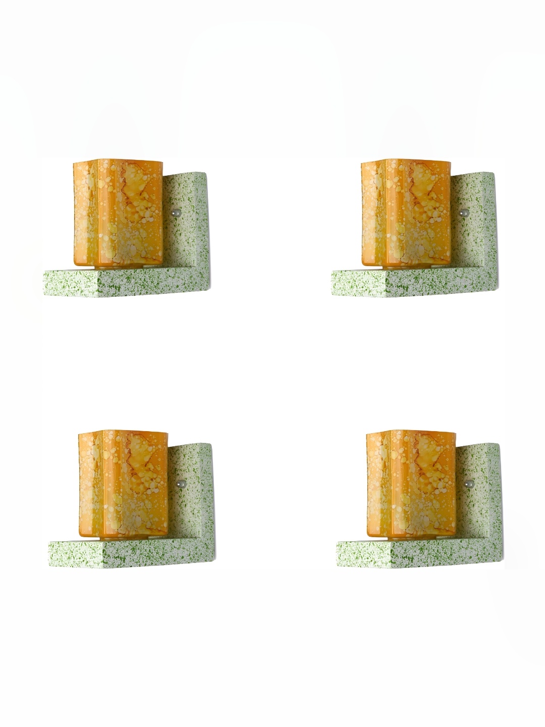 

1ST TIME Yellow & Green 4 Pieces Printed Glass Traditional Rectangle Shaped Wall Lamps