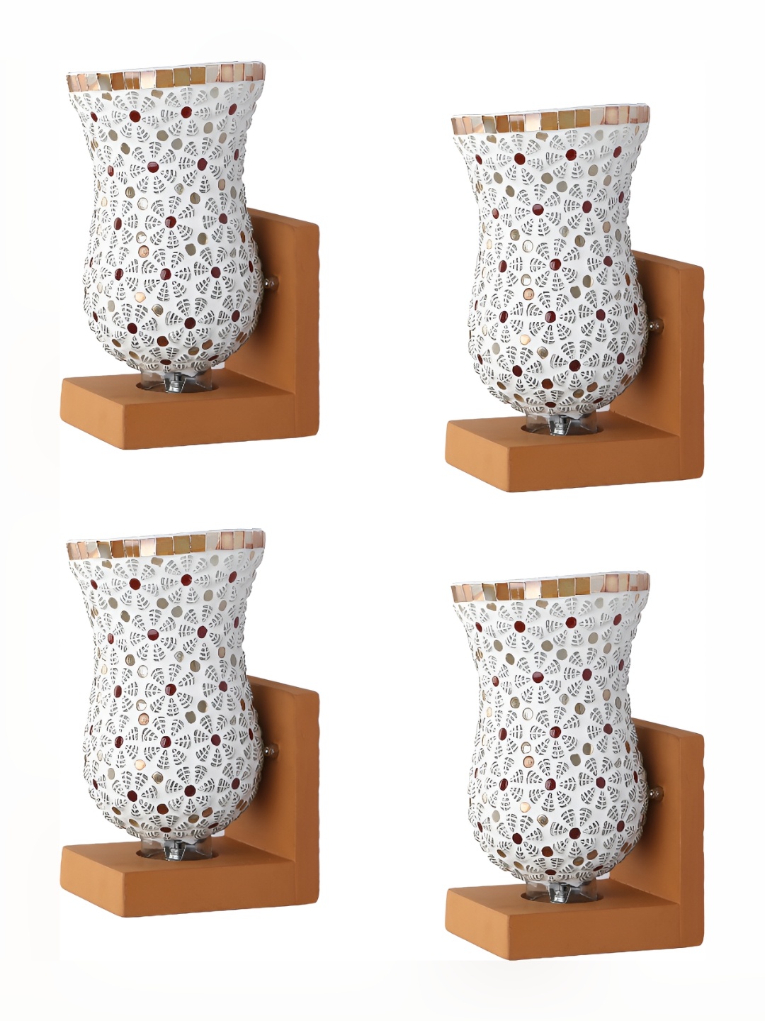 

1ST TIME White & Maroon 4 Pieces Textured Glass Contemporary Wall Lamp