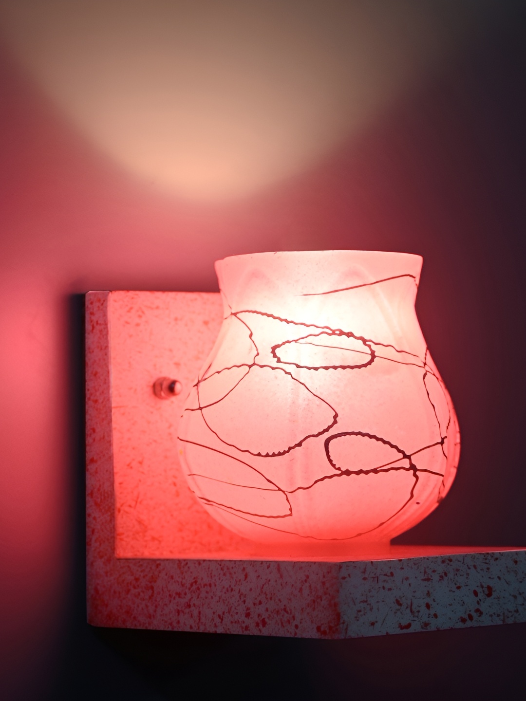 

1ST TIME Pink & White Printed Contemporary Bell Shaped Glass Wall Lamp