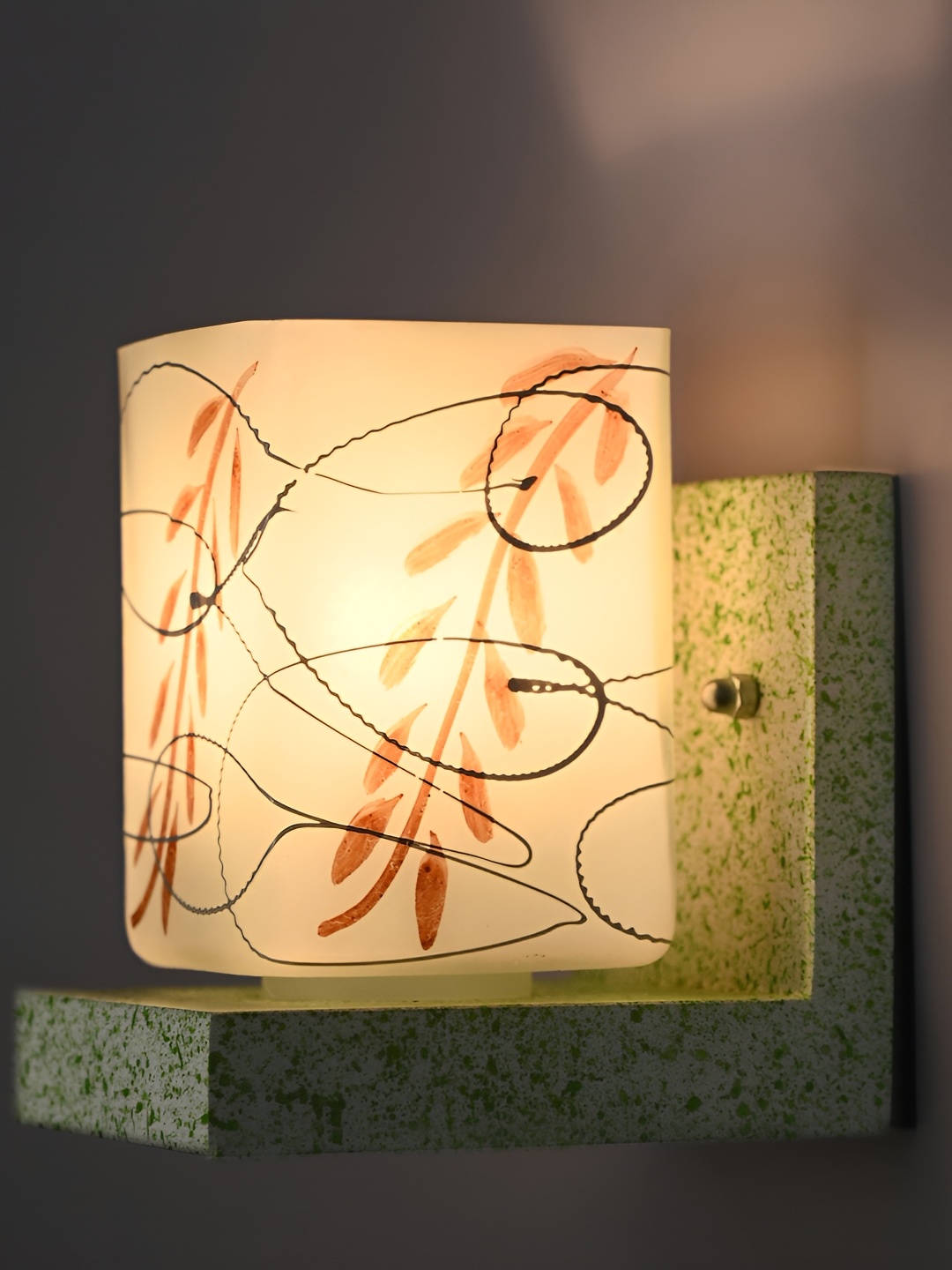 

1ST TIME White & Brown Printed Glass Contemporary Wall Lamp