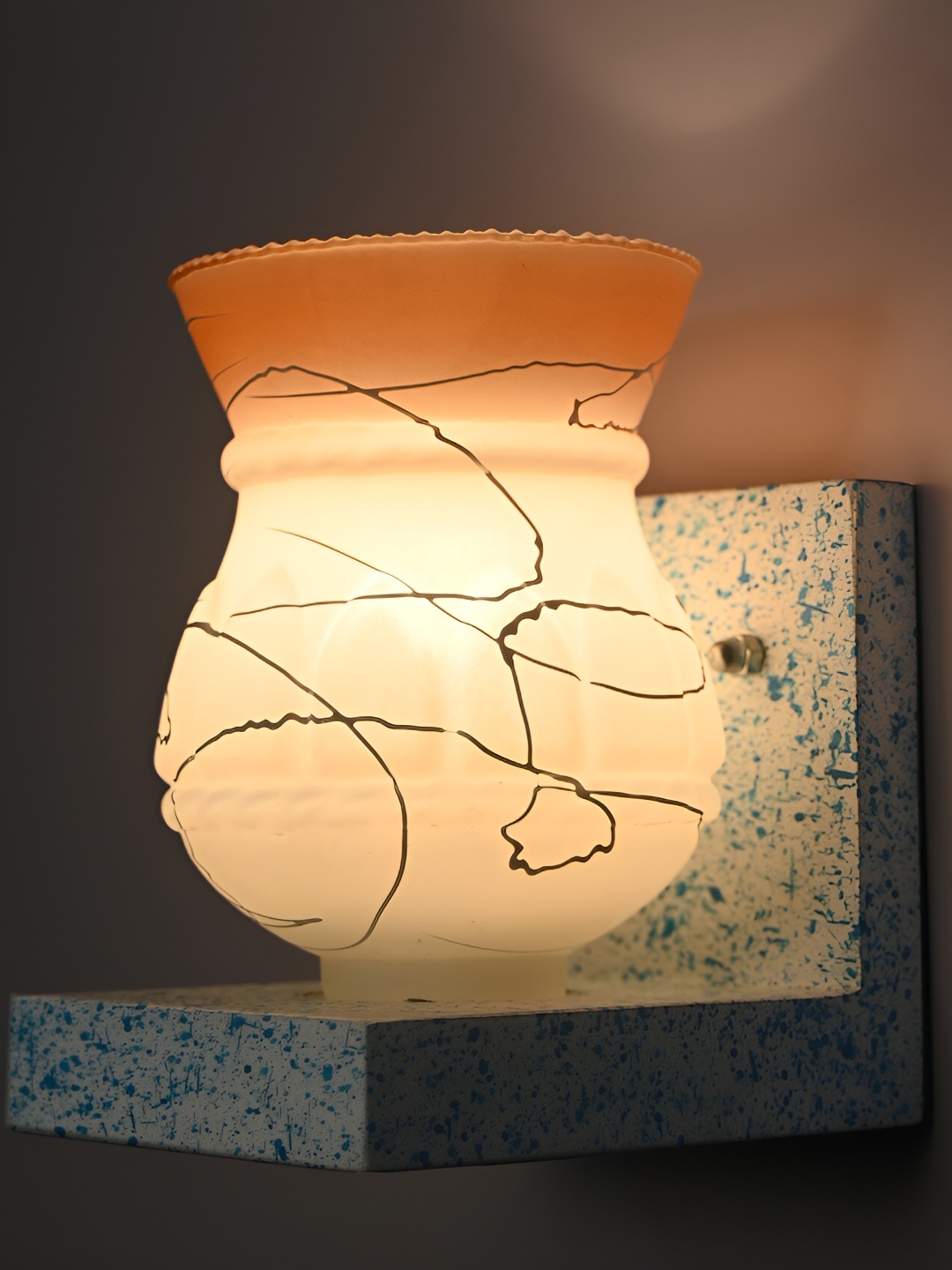 

1ST TIME Orange & White Printed Glass Contemporary Wall Lamp