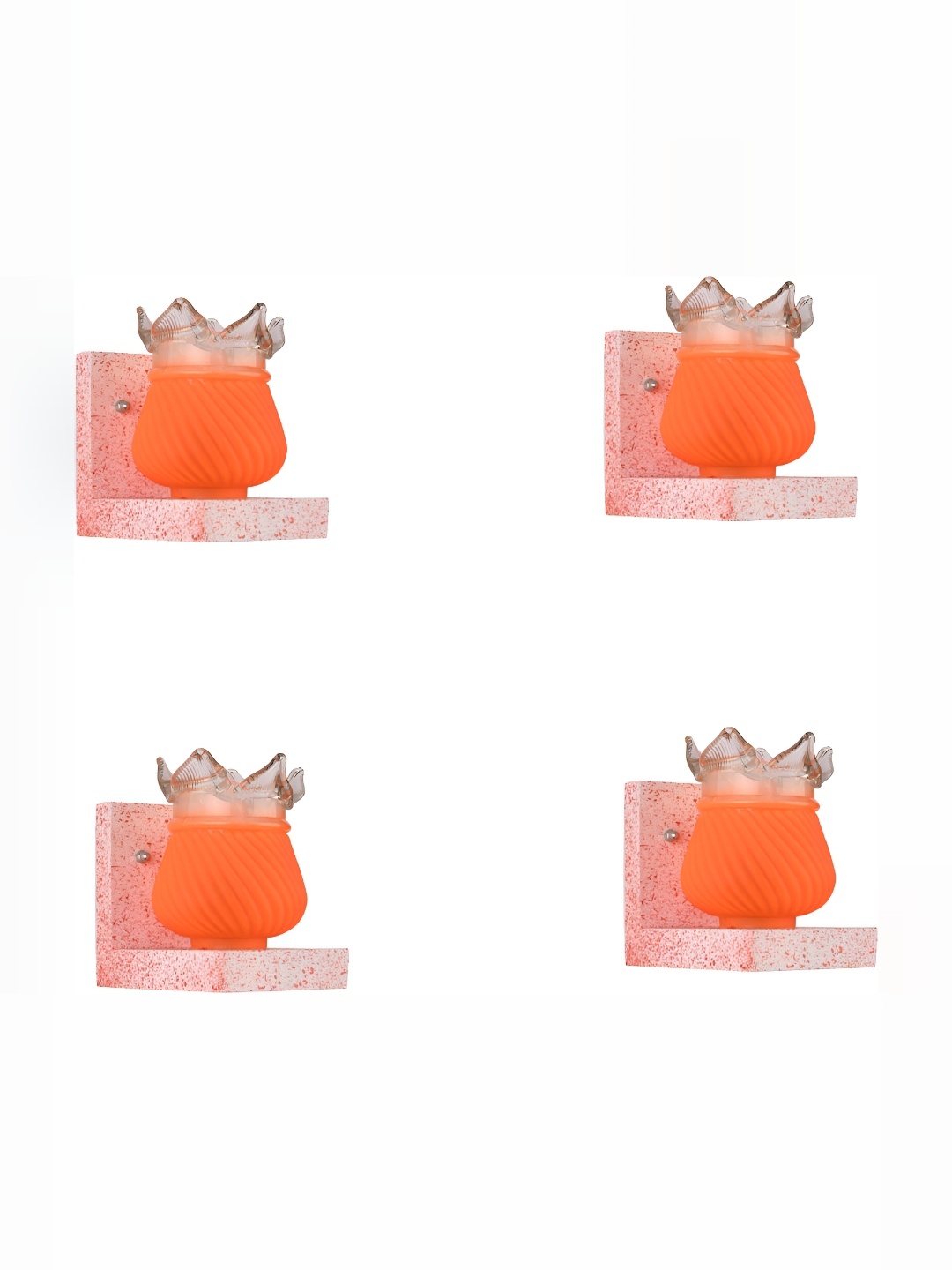 

1ST TIME Orange & White 2 Pieces Printed Glass Contemporary Wall Lamps