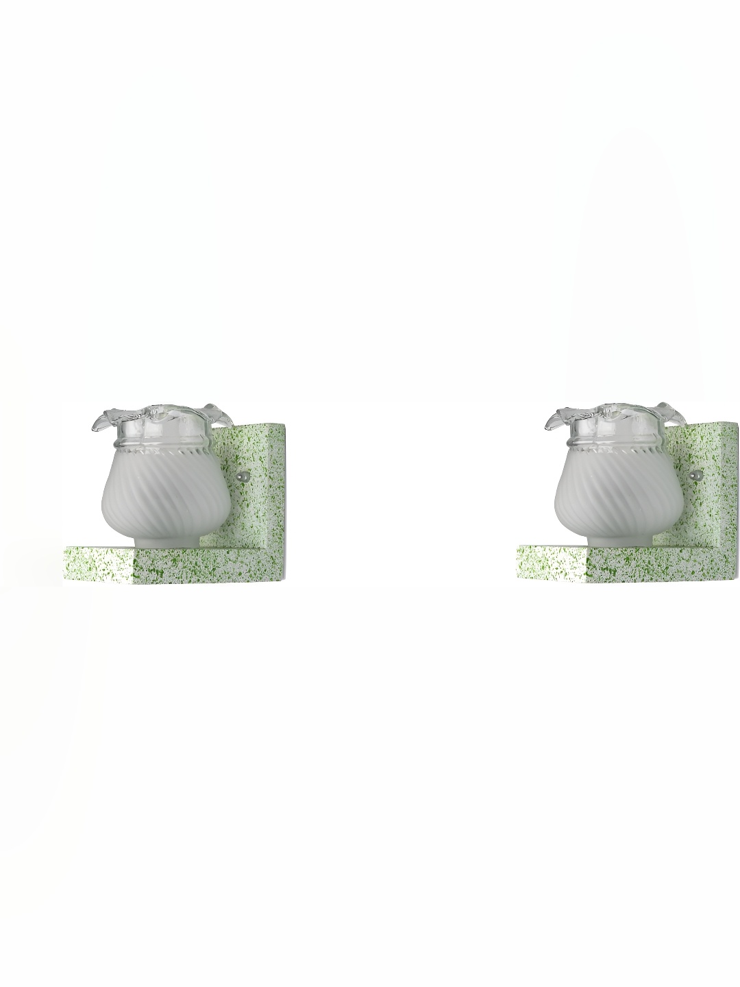 

1ST TIME Transparent & White 2 Pieces Abstract Shaped Glass Wall Lamps