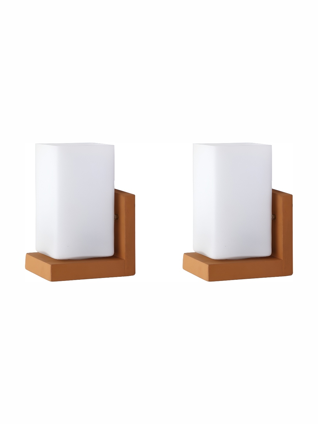 

1ST TIME White & Brown 2 Pieces Glass Contemporary Wall Lamps