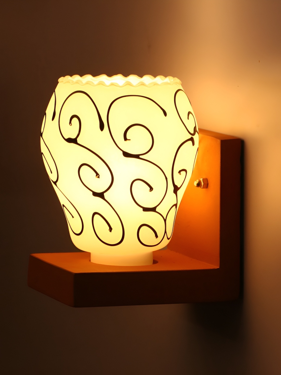 1ST TIME White & Black Printed Glass Contemporary Wall Lamp