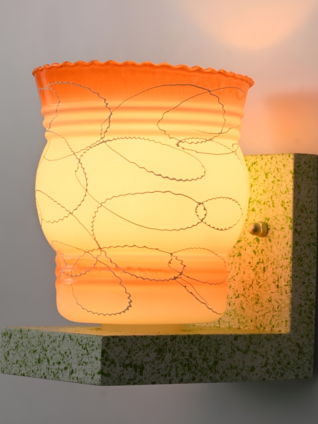 

1ST TIME Orange & White Printed Glass Traditional Wall Lamp