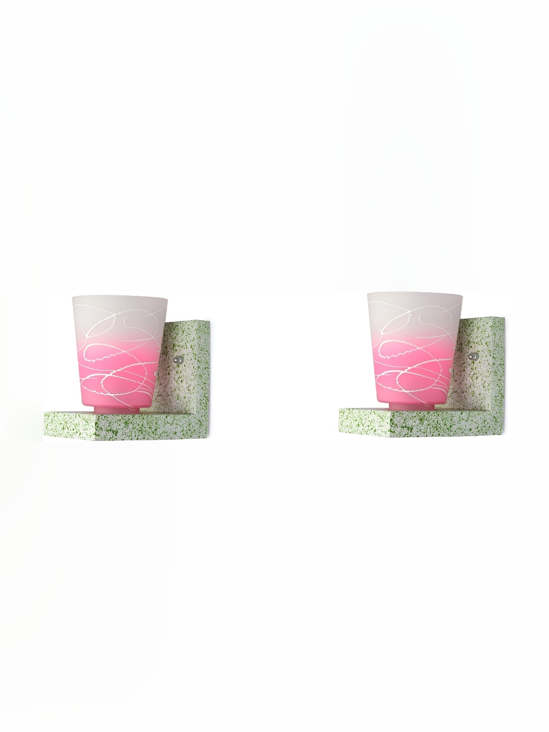 

1ST TIME Pink & Green 2 Pcs Textured Glass Traditional Wall Lamp