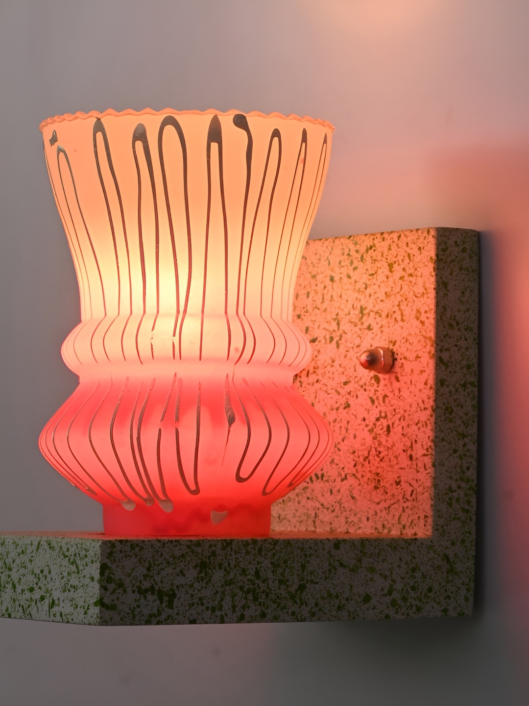

1ST TIME Pink & White Printed Glass Contemporary Wall Lamp