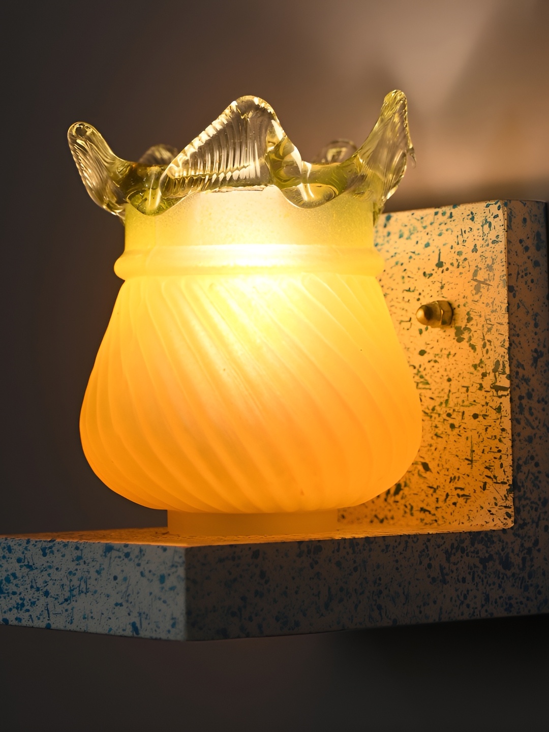 

1ST TIME Yellow & Transparent Textured Abstract Shaped Glass Wall Lamp