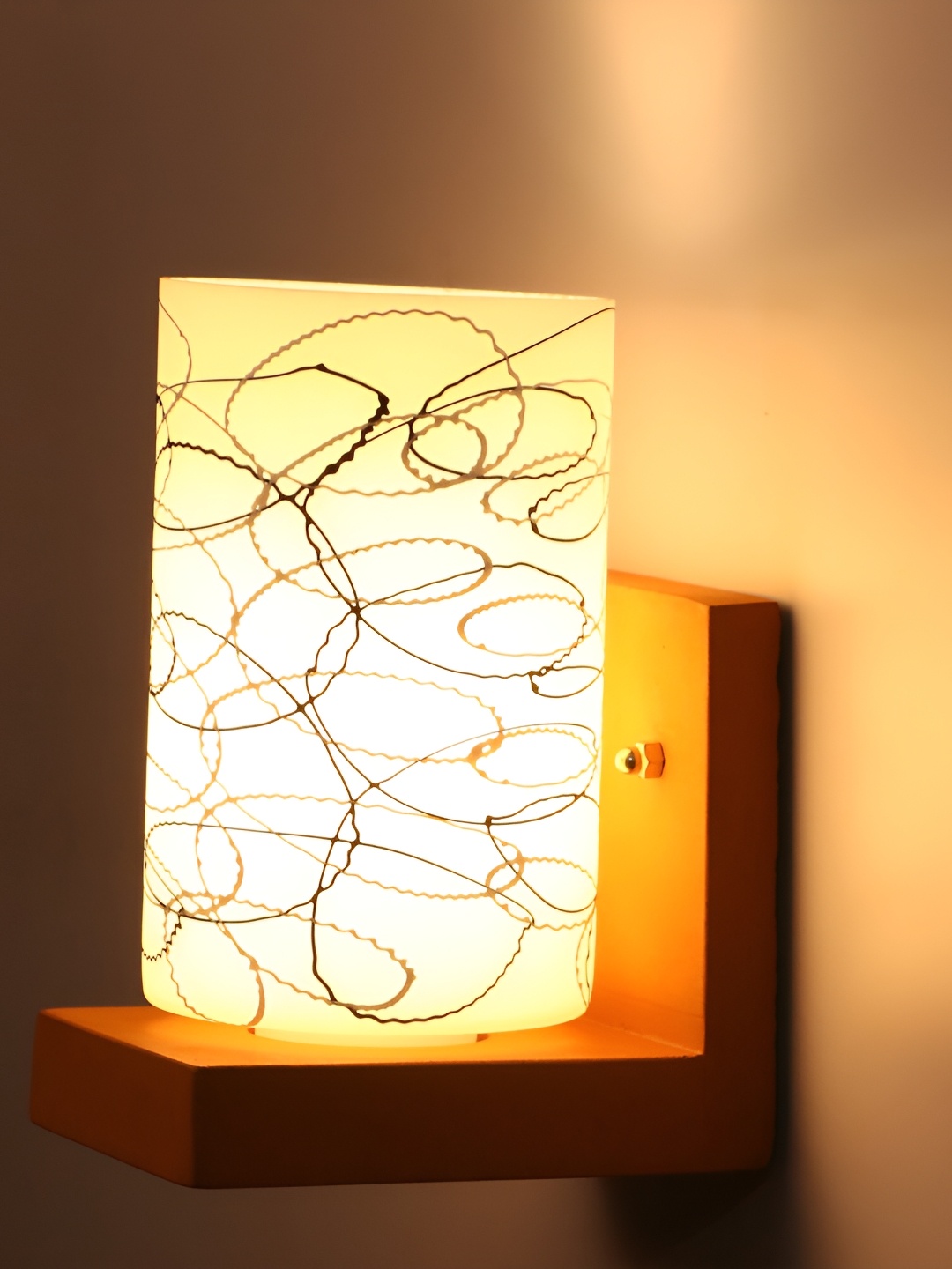 

1ST TIME White & Brown Textured Glass Traditional Rectangle Shaped Wall Lamp