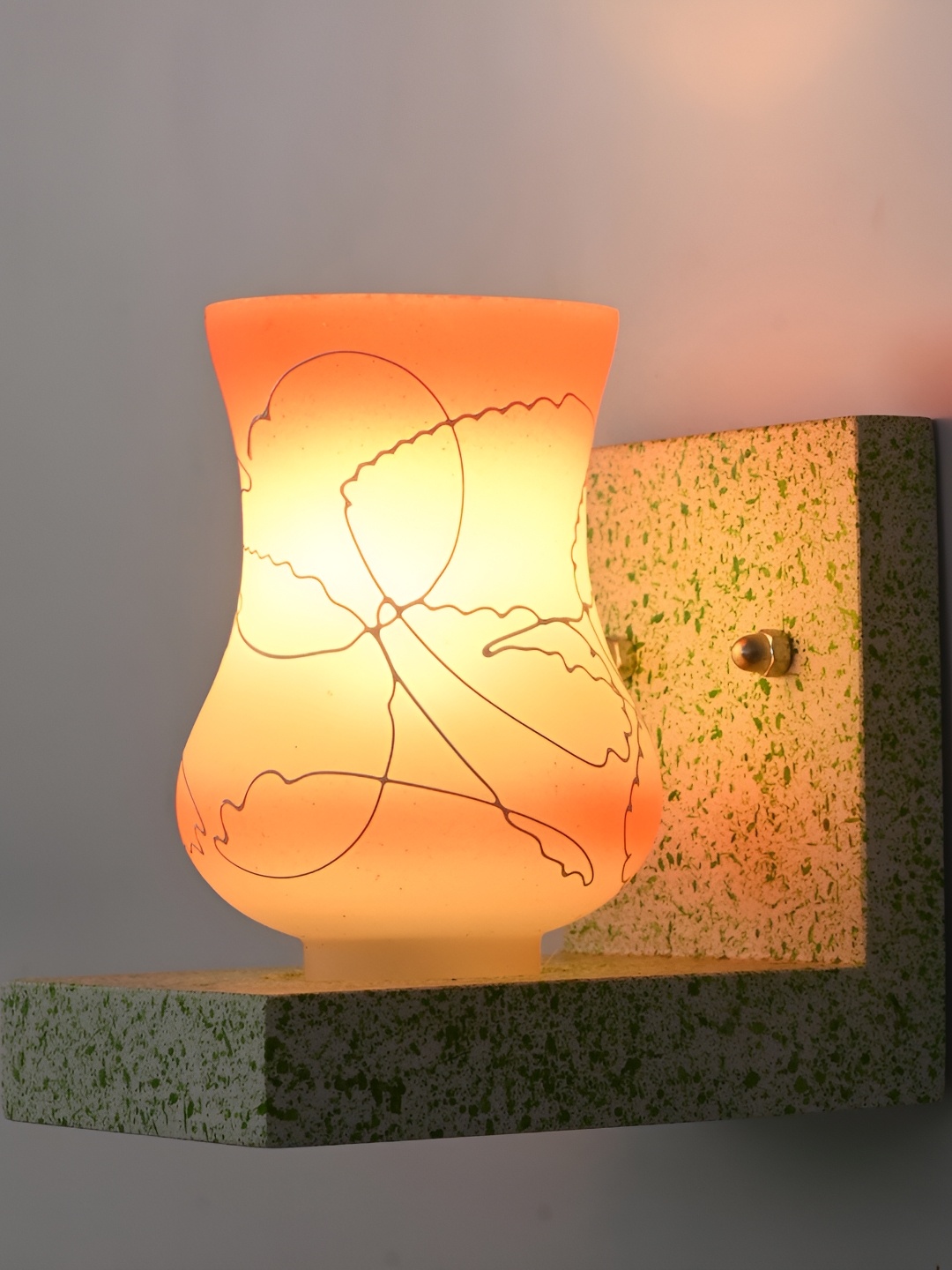 

1ST TIME Orange & White Printed Glass Traditional Wall Lamp