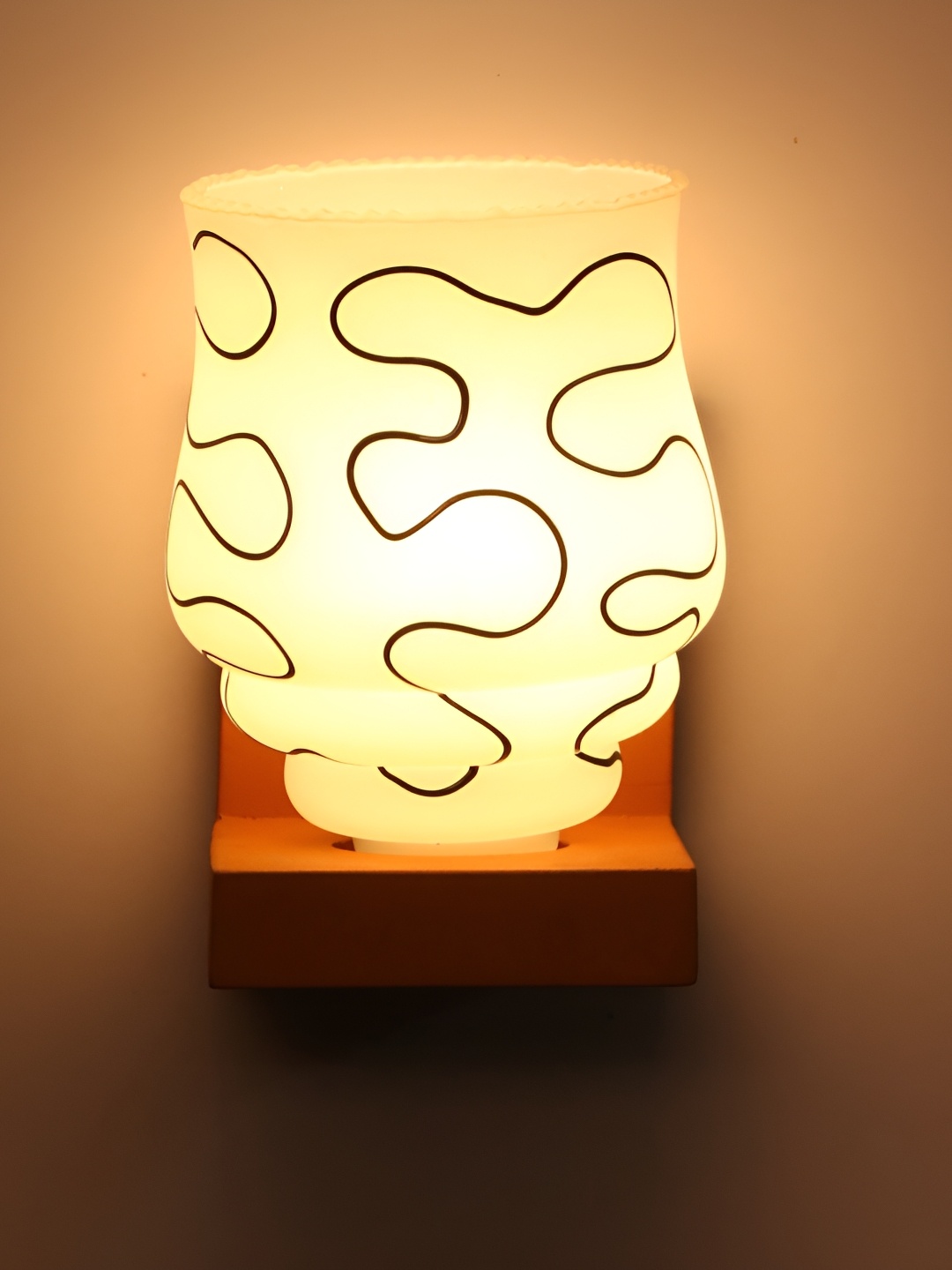 

1ST TIME White & Black Printed Glass Contemporary Wall Lamp