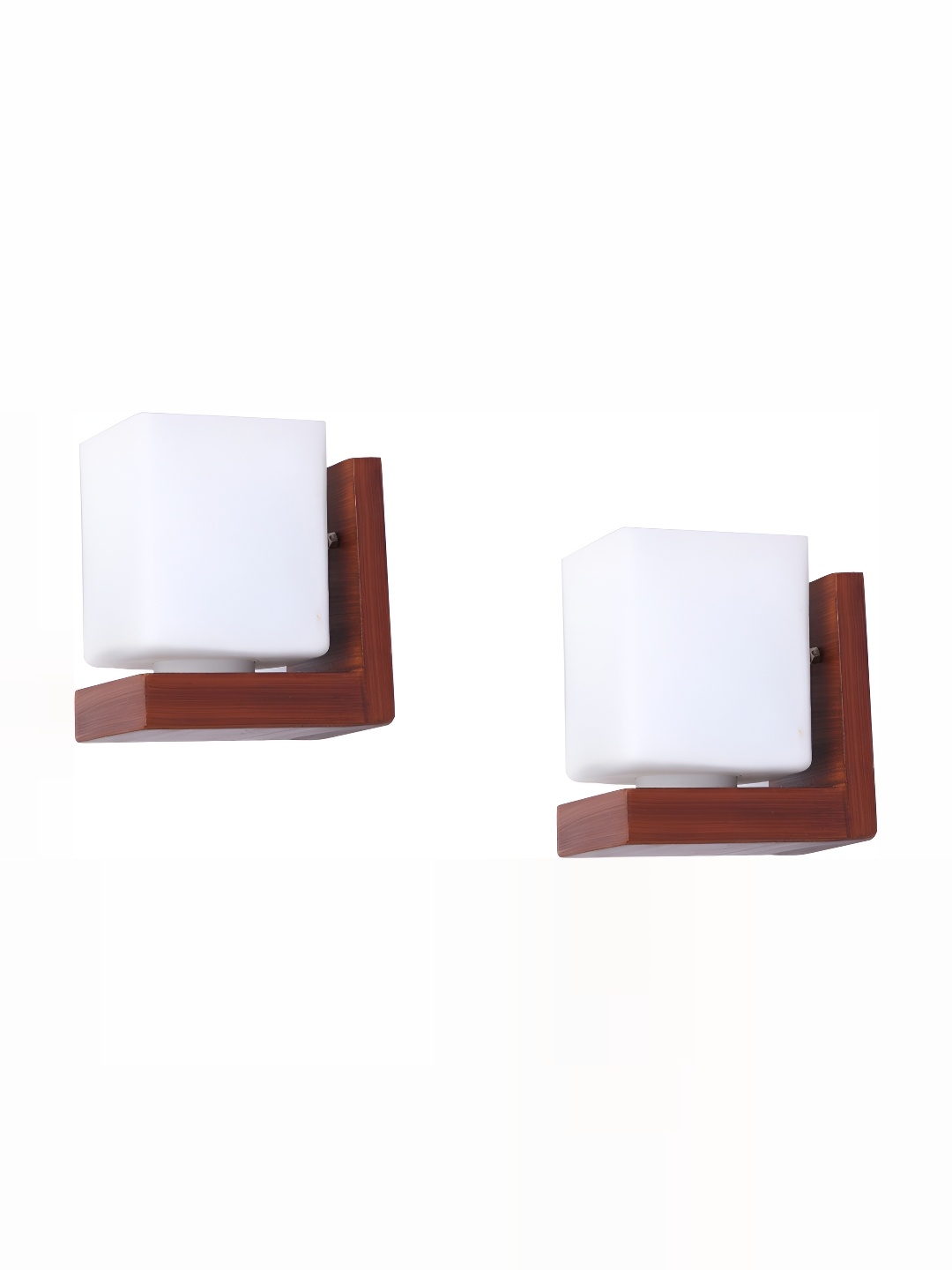 

1ST TIME White & Brown 2 Pieces Glass Traditional Rectangle Shaped Wall Lamps