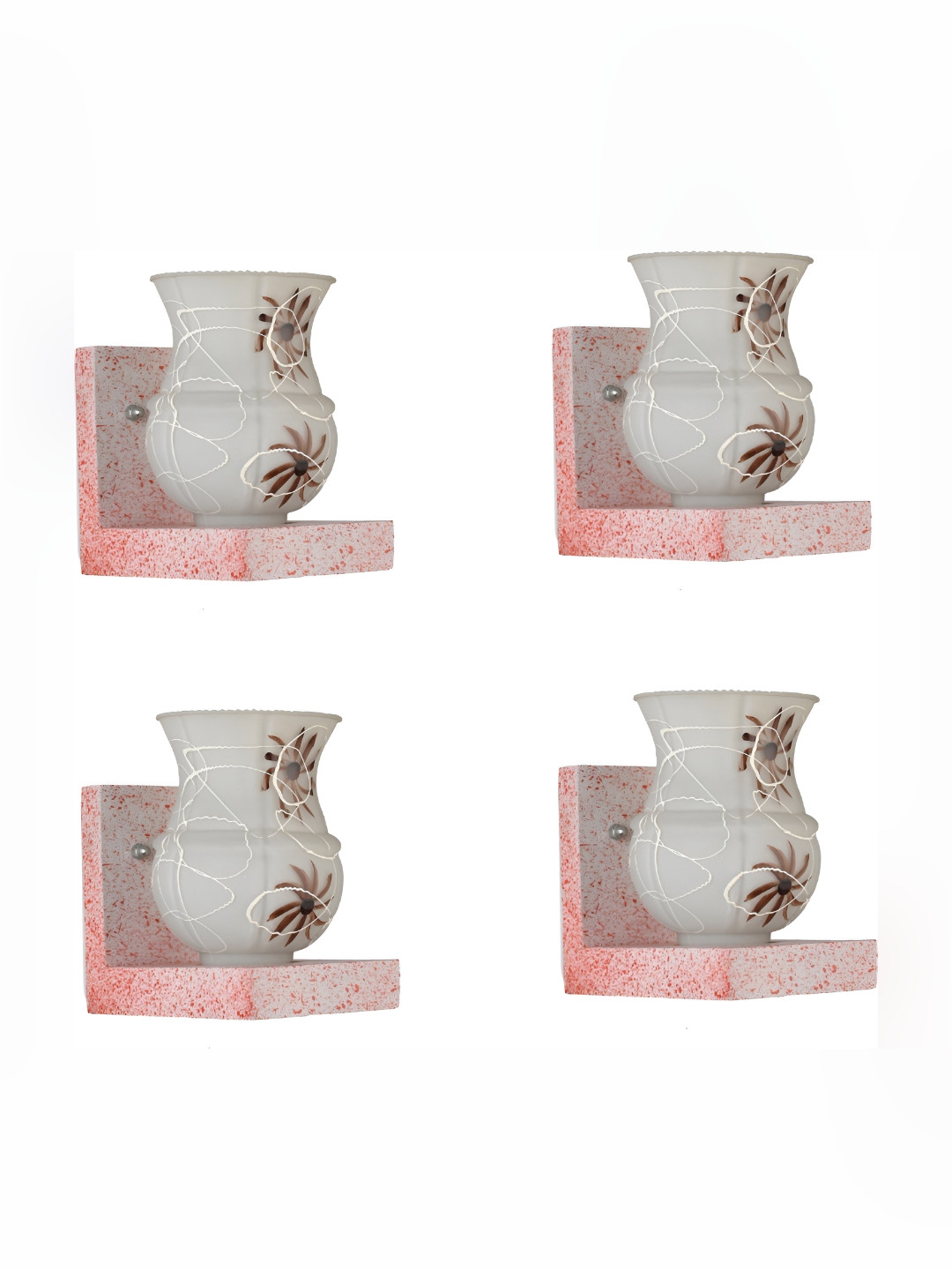 

1ST TIME Brown & White 4 Pieces Printed Glass Contemporary Wall Lamps