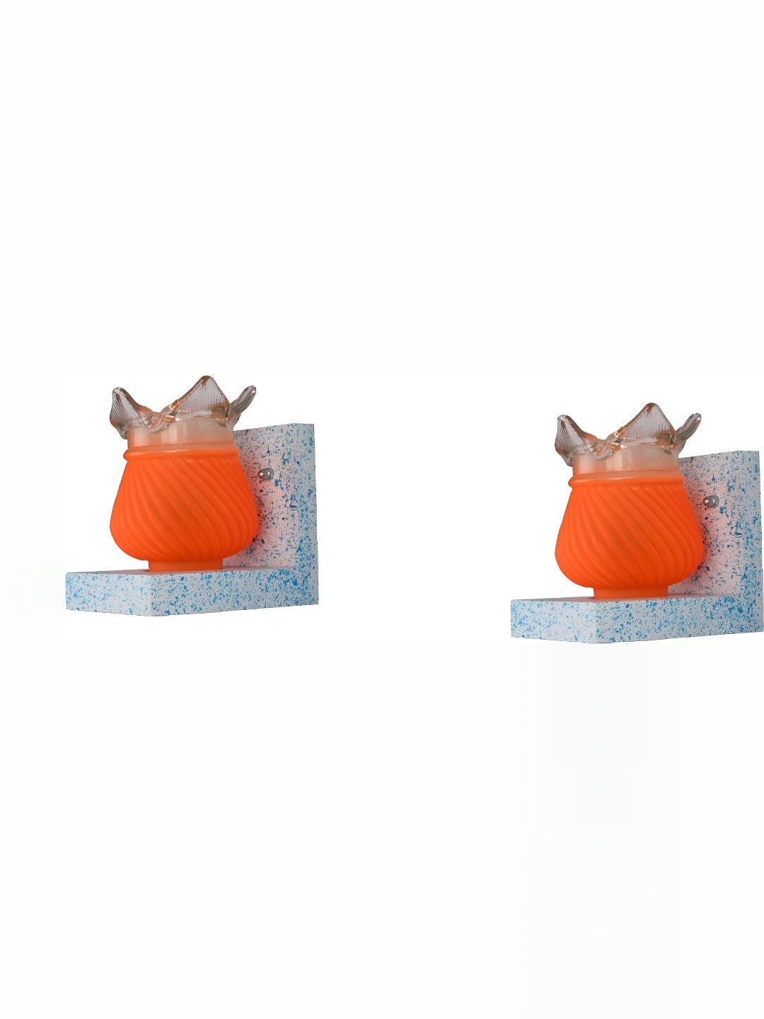 

1ST TIME Orange & White 2 Pcs Textured Glass Traditional Wall Lamp