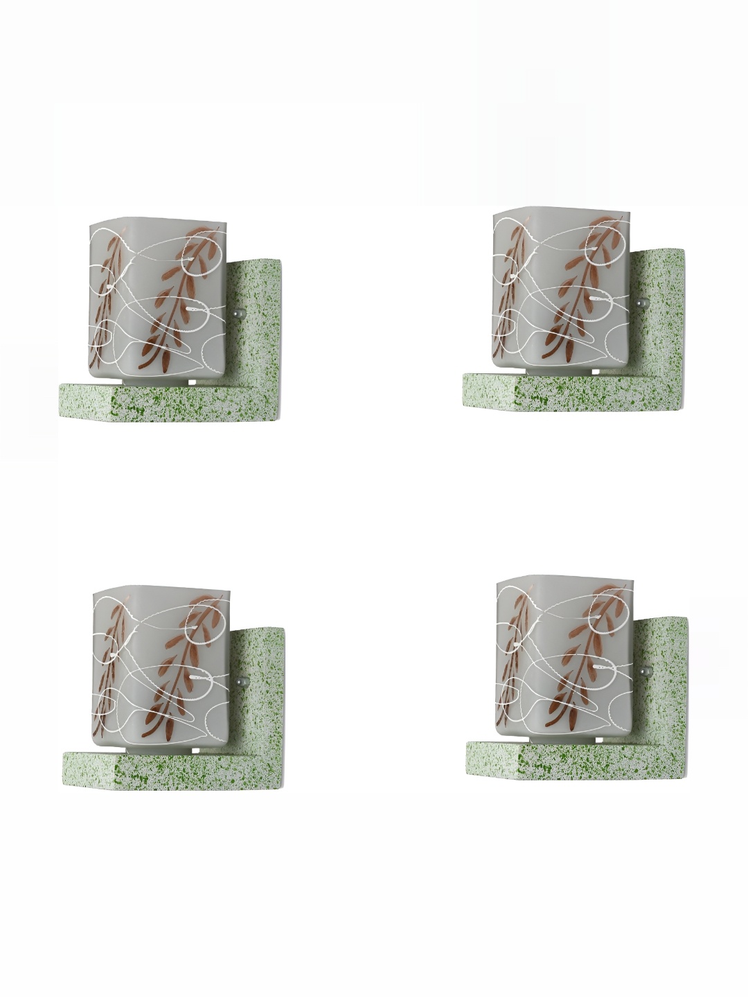 

1ST TIME White & Green 4 Pieces Printed Glass Contemporary Wall Lamps