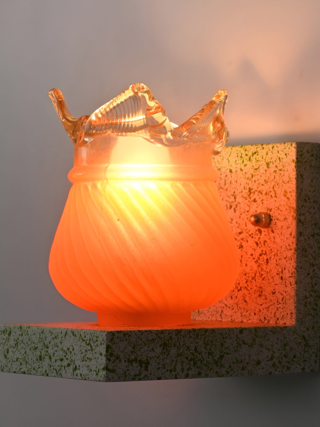 

1ST TIME Orange & Transparent Textured Glass Contemporary Wall Lamp