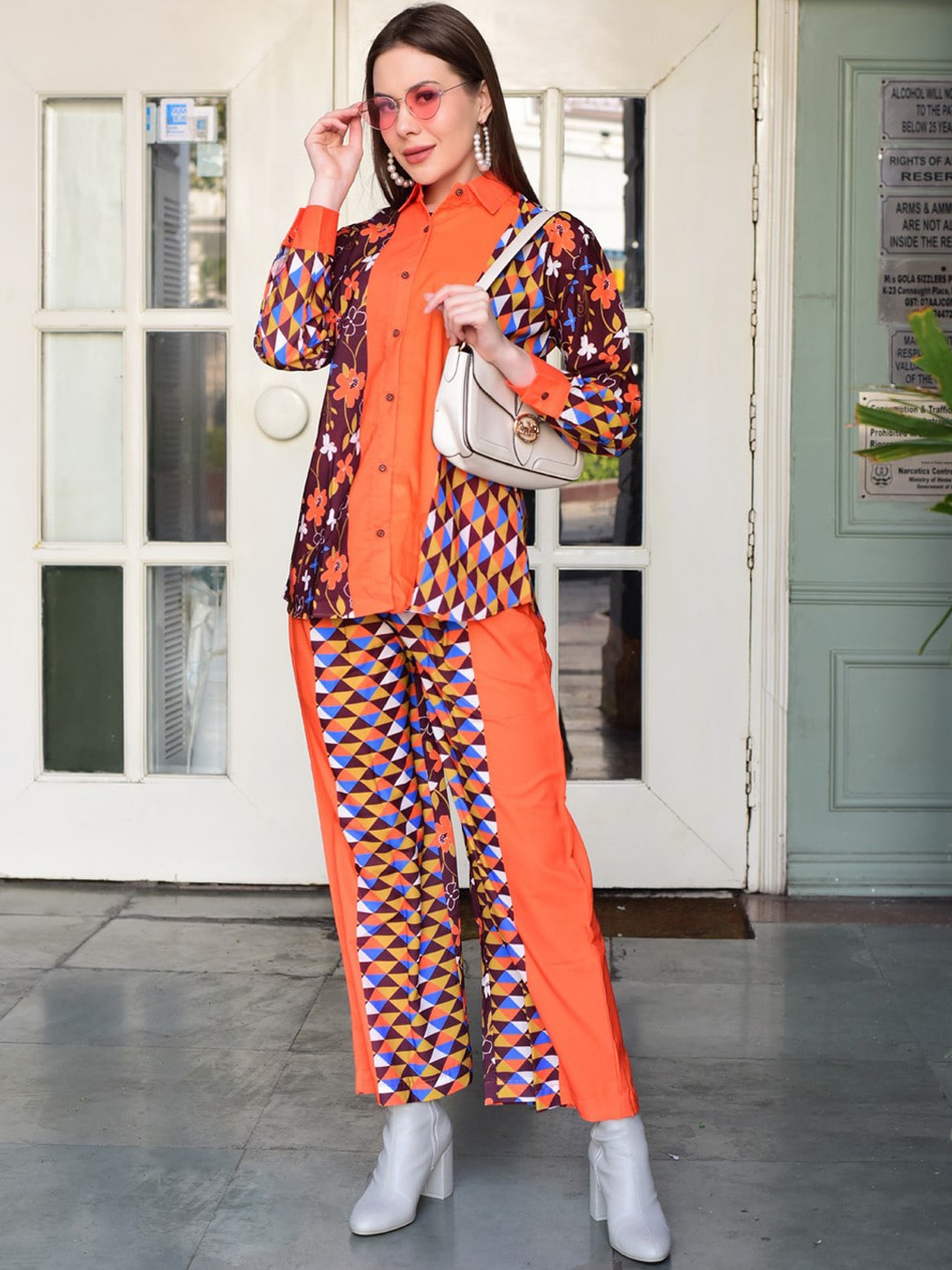 

UMANTA Abstract Printed Shirt & Trouser, Orange