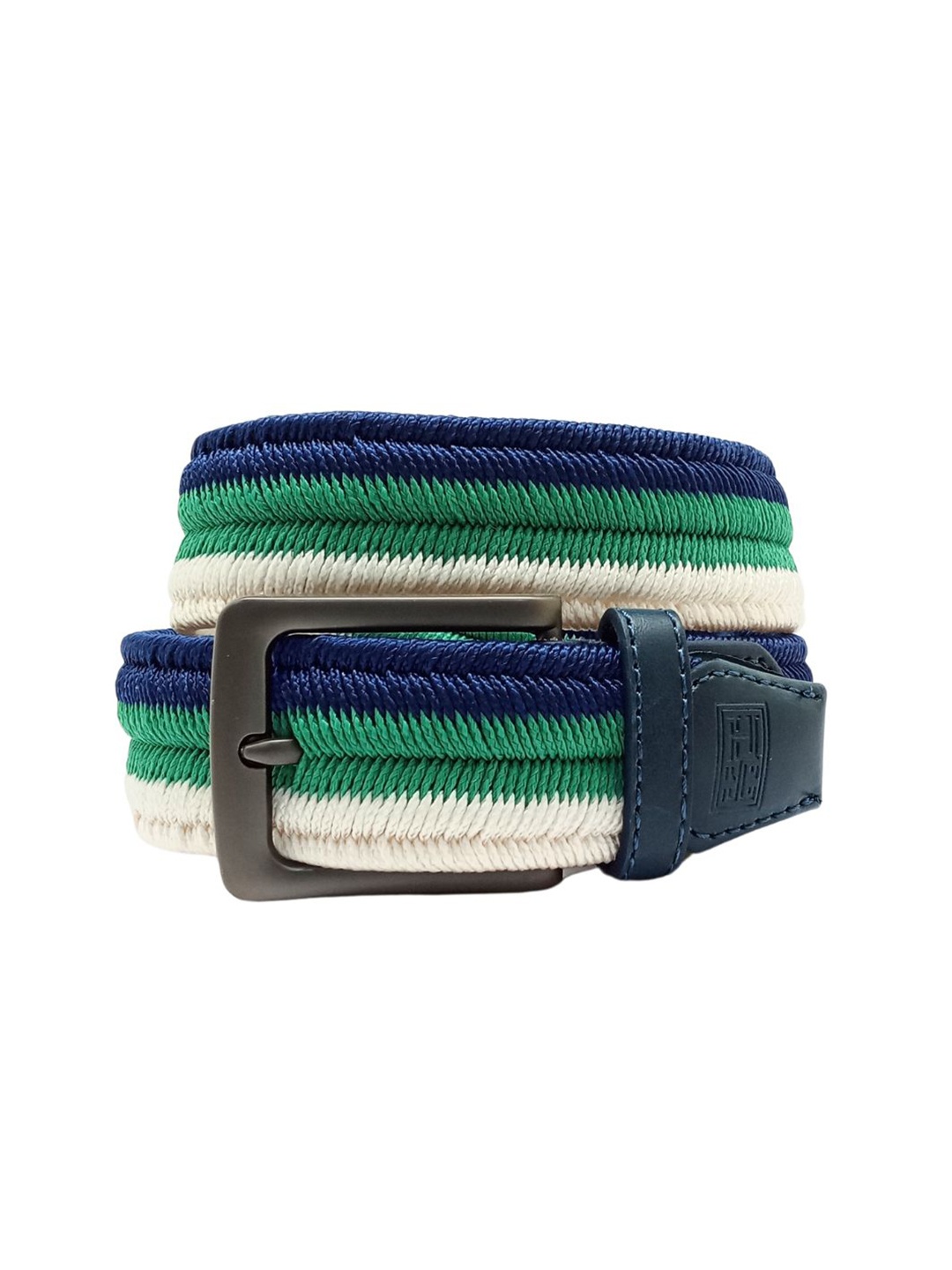 

The Tie Hub Men Braided Stretchable Casual Elasticated Belt, Navy blue