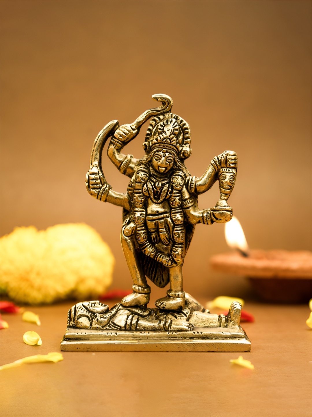 

Ekhasa Gold-Toned Brass Religious Kali Durga Ma Idol Showpiece