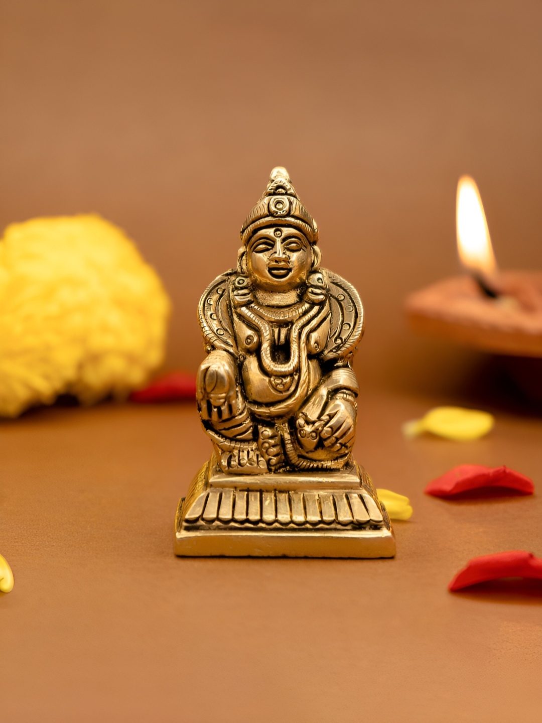 Ekhasa Gold-Toned Brass Religious Kuber Idol Showpiece