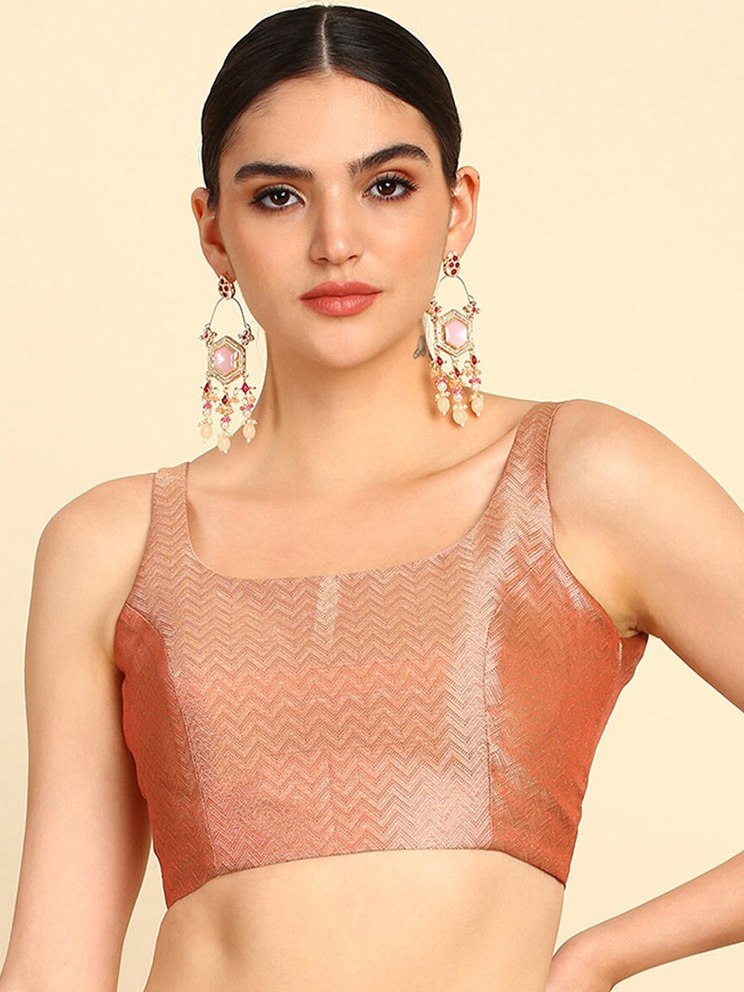 

Soch Woven Design Readymade Saree Blouse, Peach