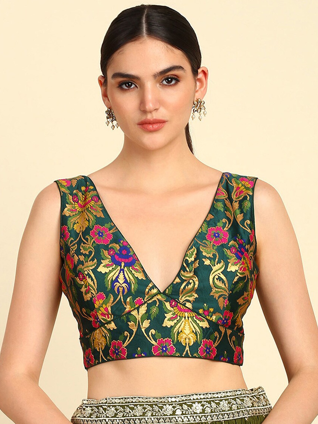 

Soch Woven Design Saree Blouse, Green