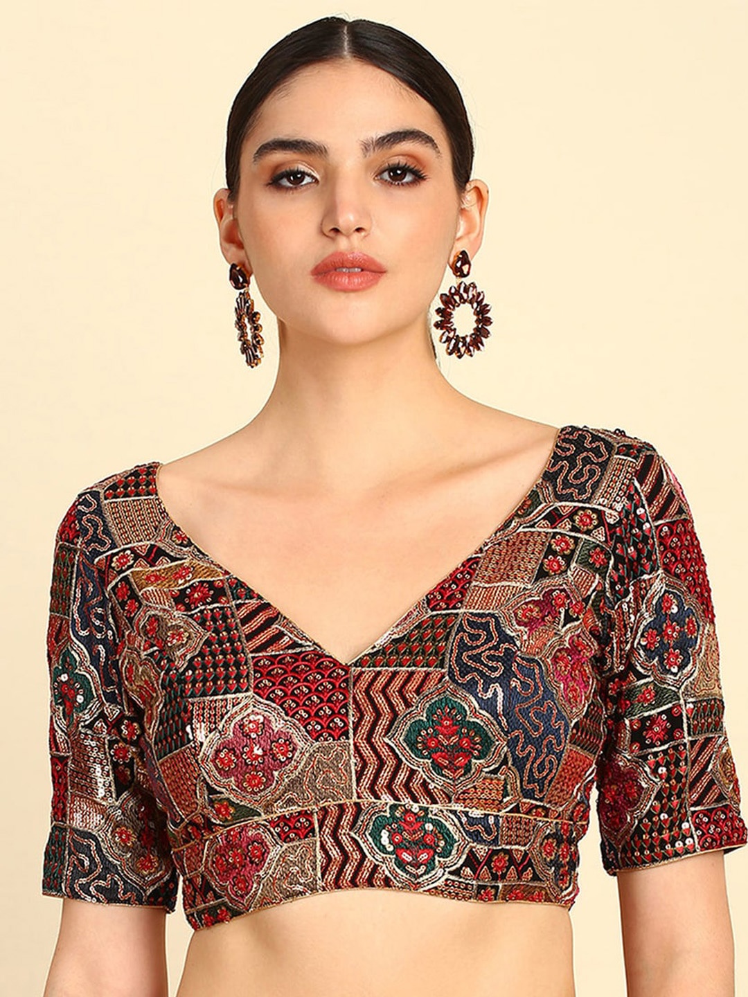 

Soch Embellished Sequinned Saree Blouse, Black