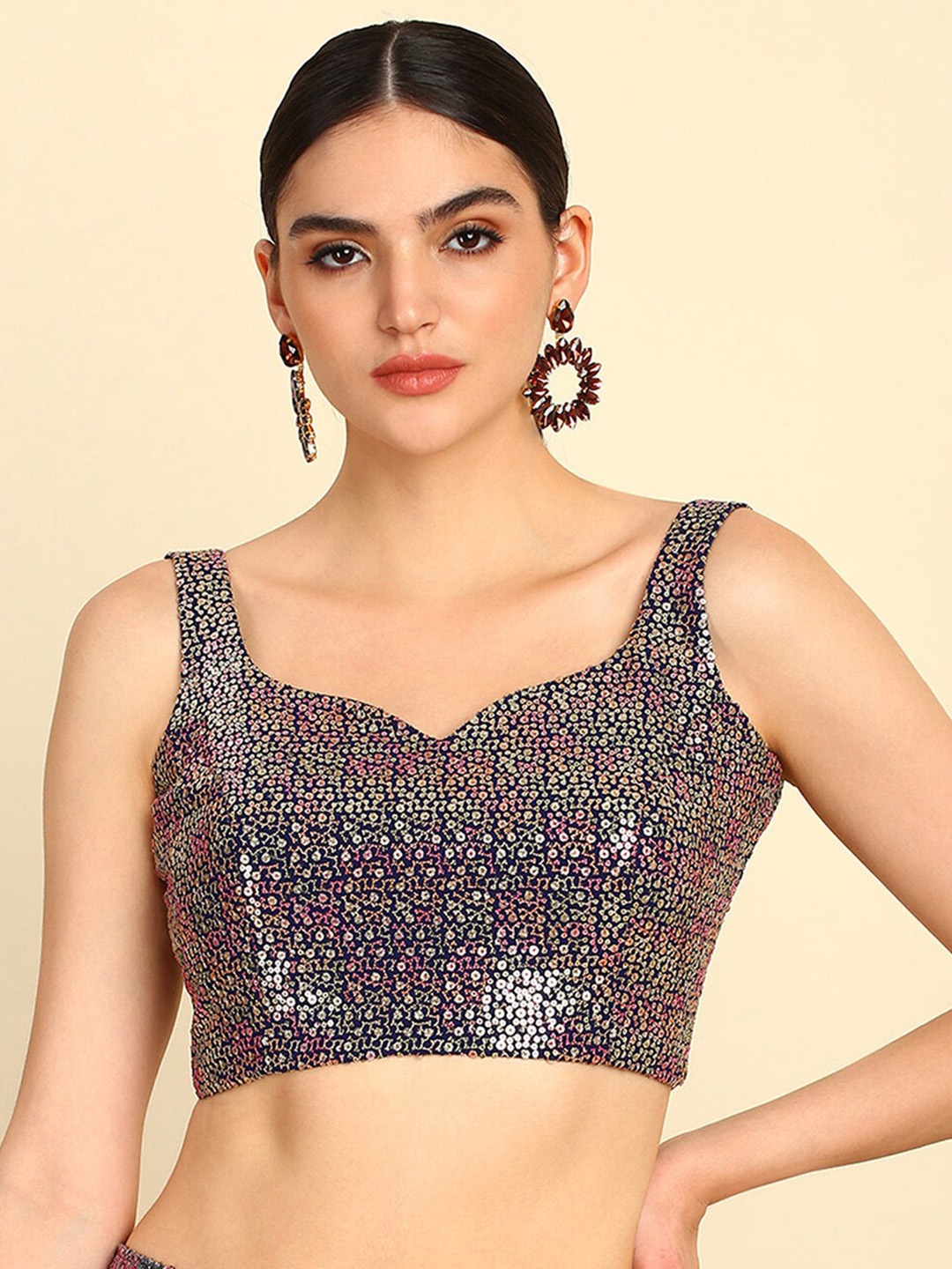 

Soch Embellished Sequinned Saree Blouse, Blue