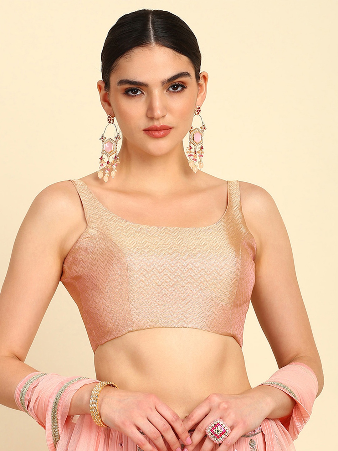 

Soch Woven Design Saree Blouse, Pink