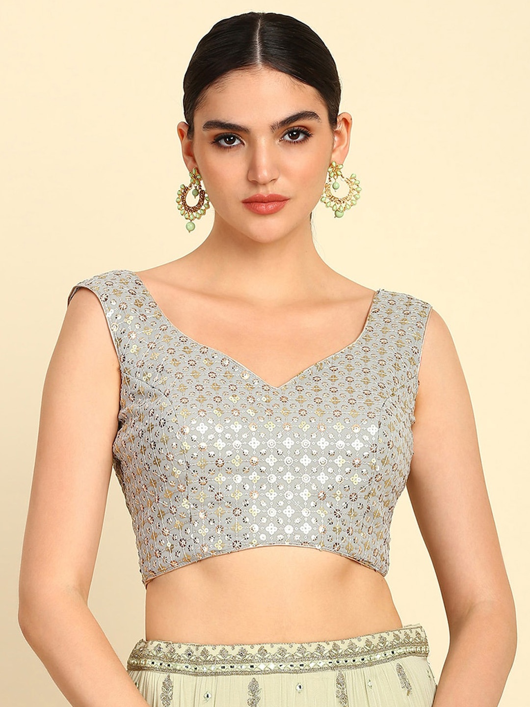 

Soch Embellished Saree Blouse, Grey