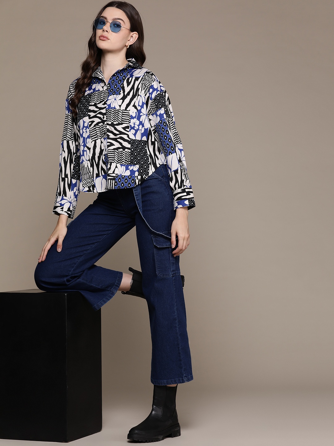

Roadster Women Printed Casual Shirt, White
