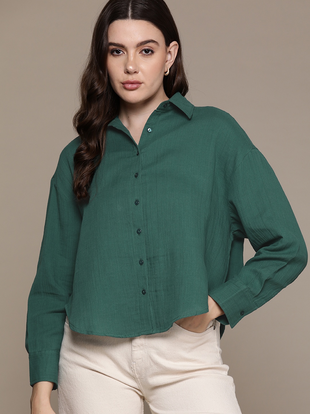 

Roadster Women Opaque Casual Shirt, Green