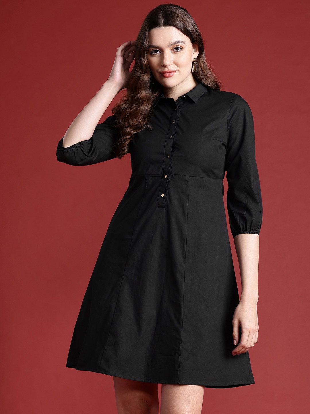 

all about you Pure Cotton A-Line Dress, Black