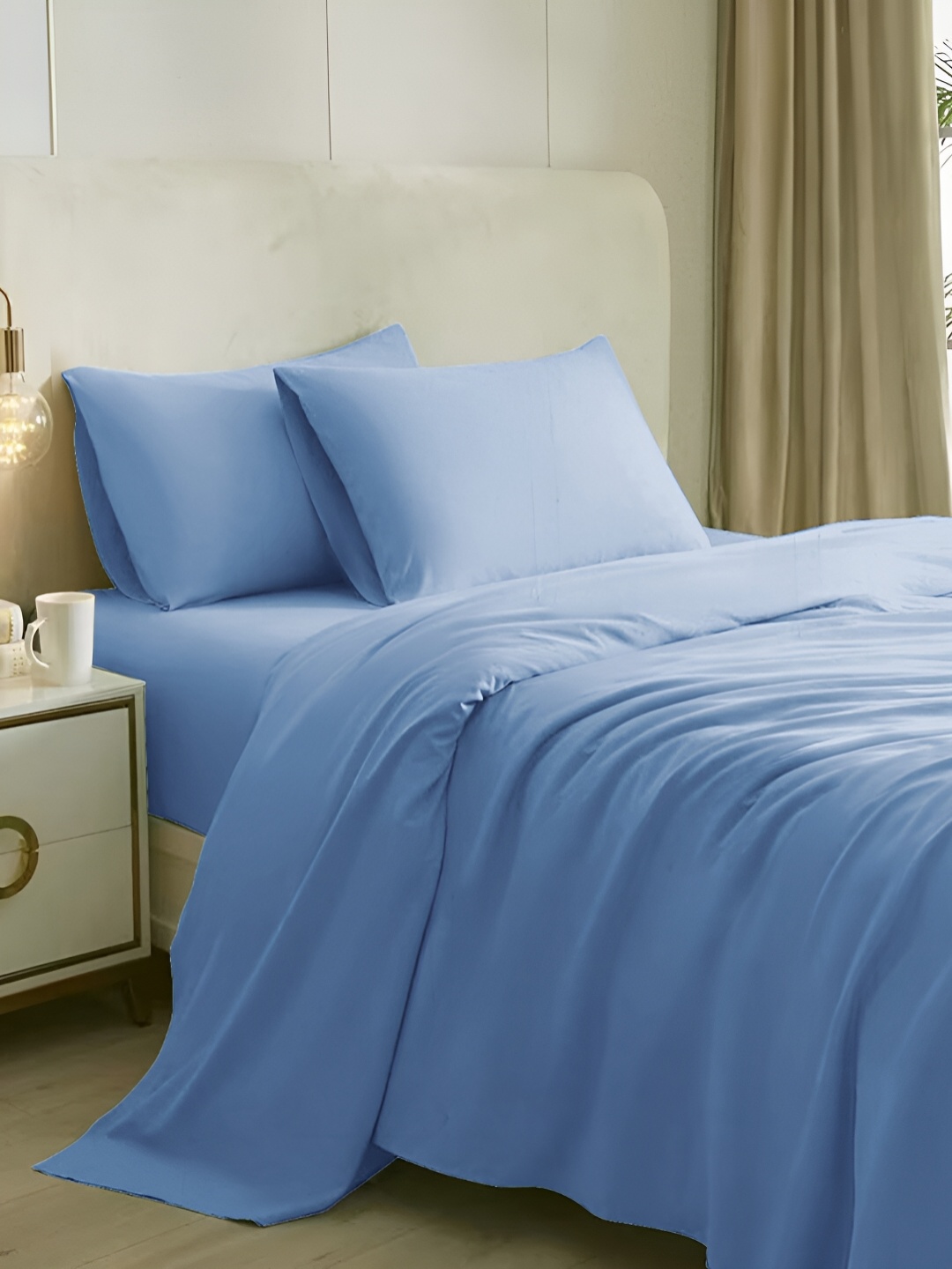 

Naksh Blue Cotton 300 TC Queen Bedsheet with 2 Pillow Covers
