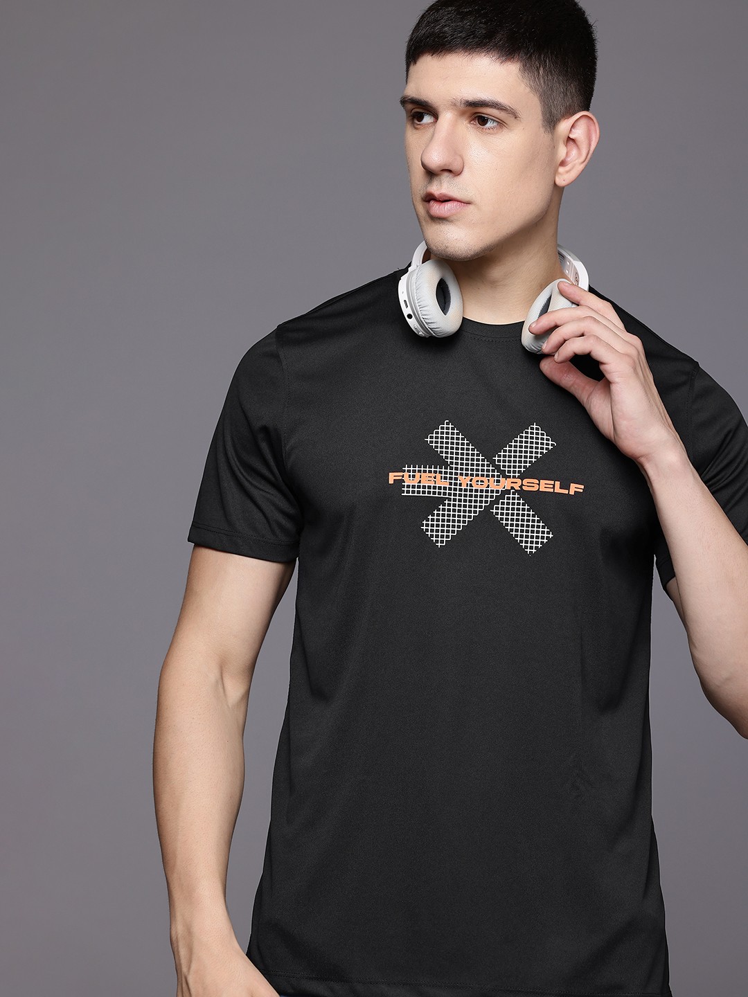 

HRX by Hrithik Roshan Printed Rapid-Dry Training T-shirt, Black