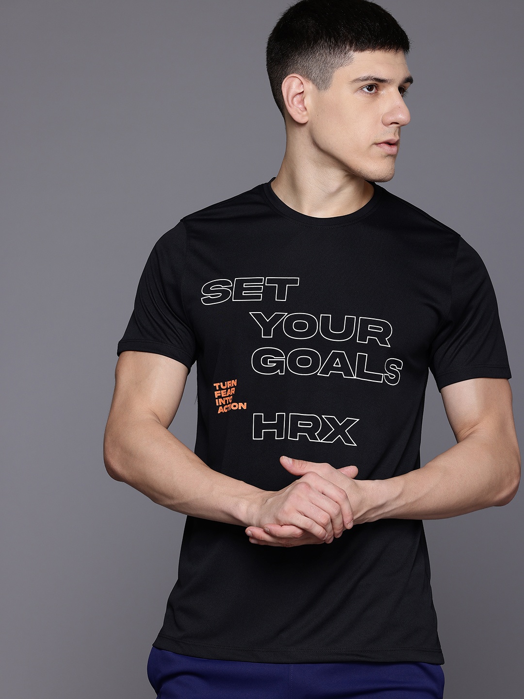 

HRX by Hrithik Roshan Typography Printed Training T-shirt, Black