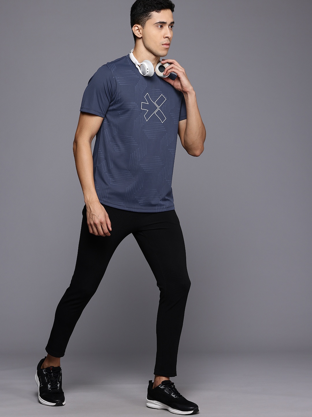 

HRX by Hrithik Roshan Printed Training T-shirt, Navy blue
