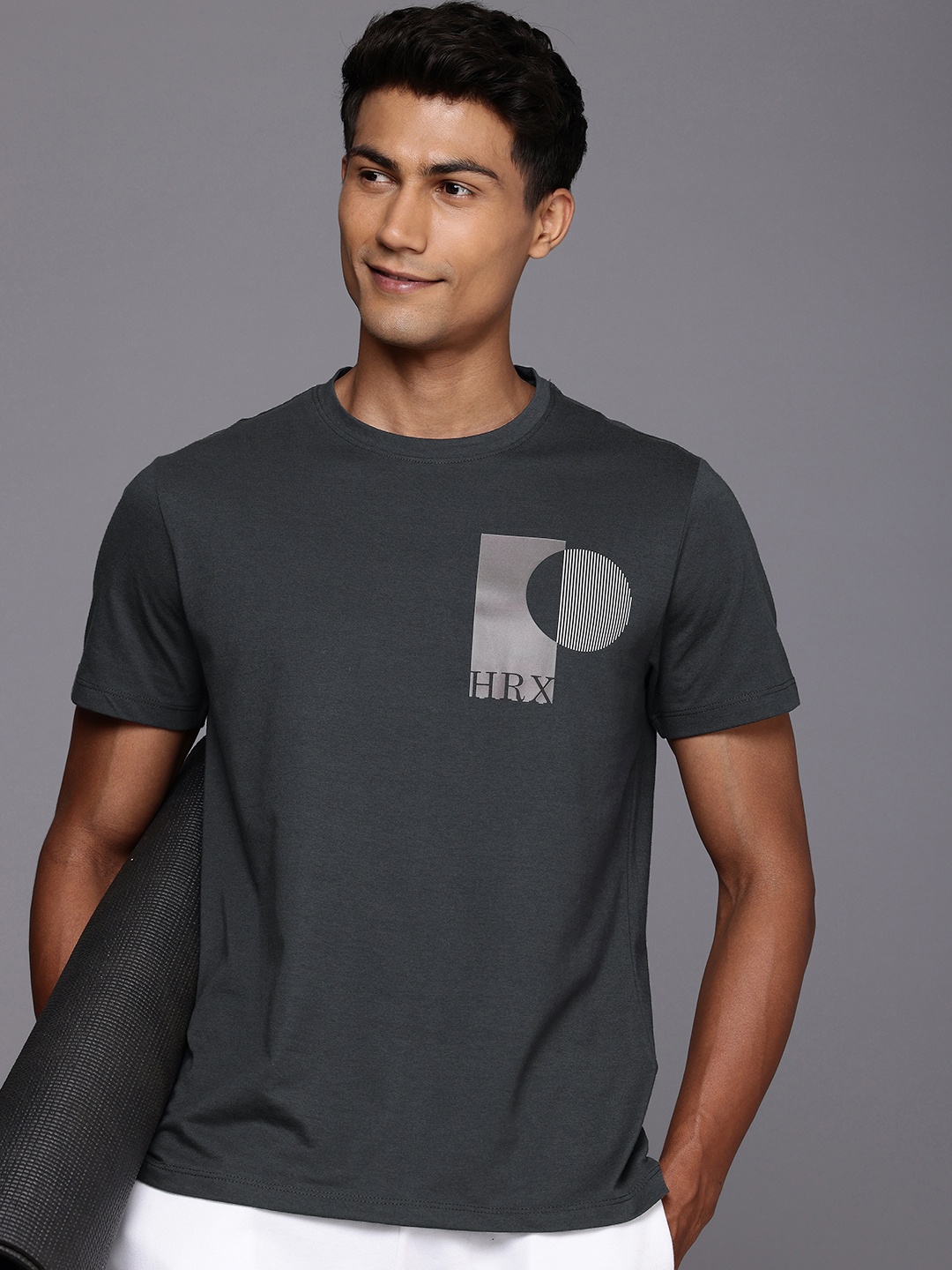 

HRX by Hrithik Roshan Printed Yoga T-shirt, Grey