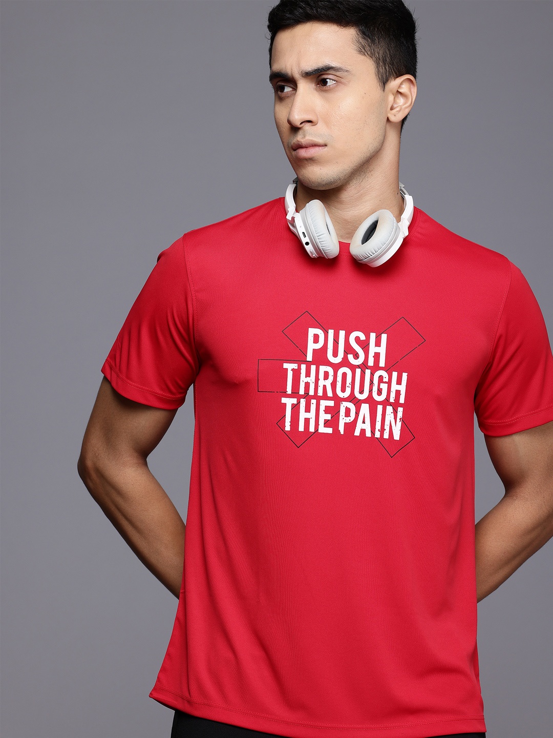 

HRX by Hrithik Roshan Typography Printed Training T-shirt, Red