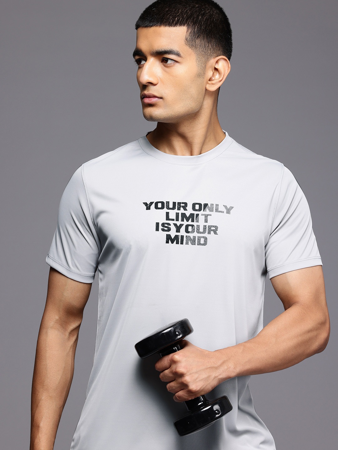 

HRX by Hrithik Roshan Rapid-Dry Printed Training T-shirt, Grey
