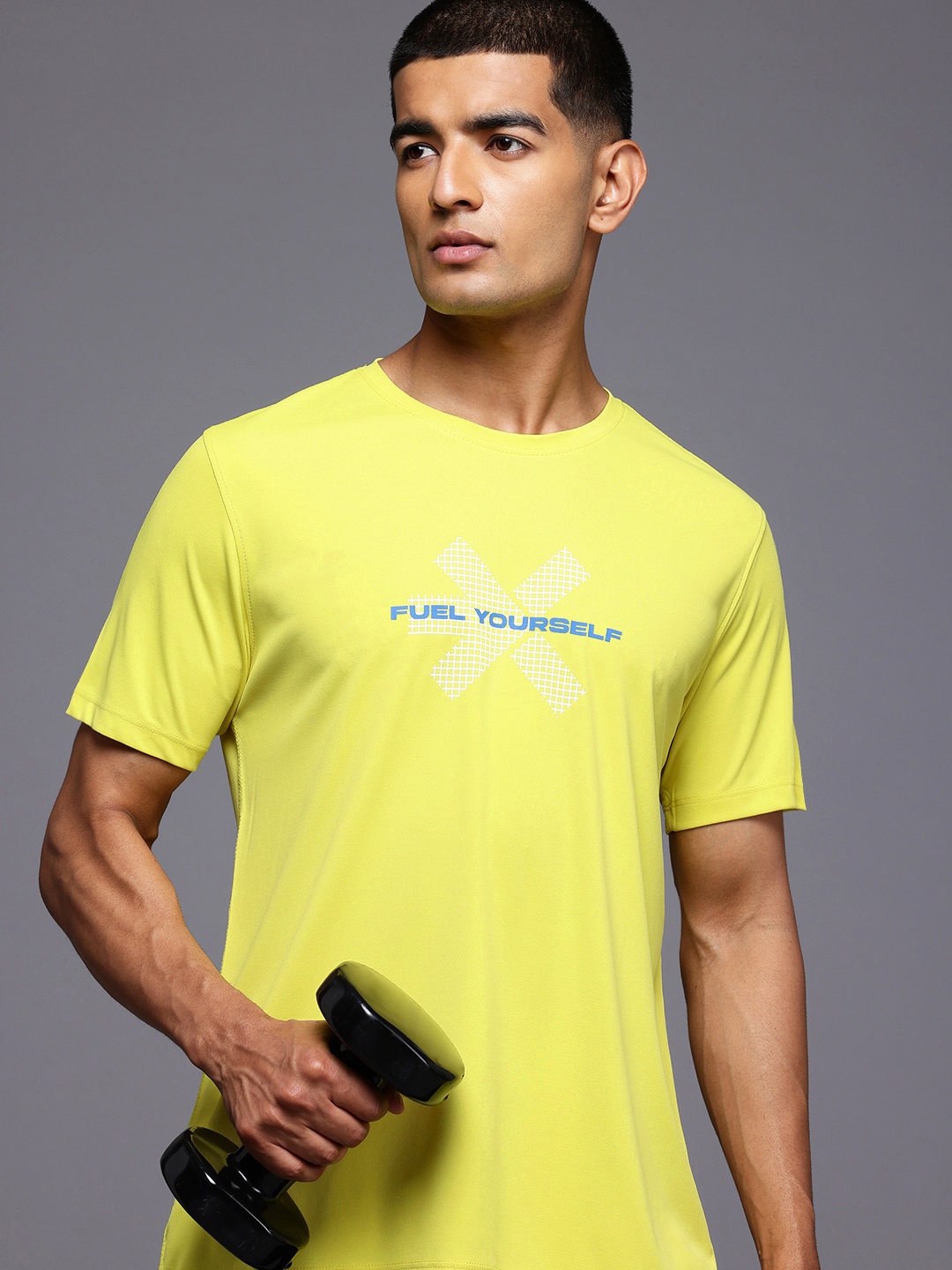 

HRX by Hrithik Roshan Brand Logo Print Training T-shirt, Lime green