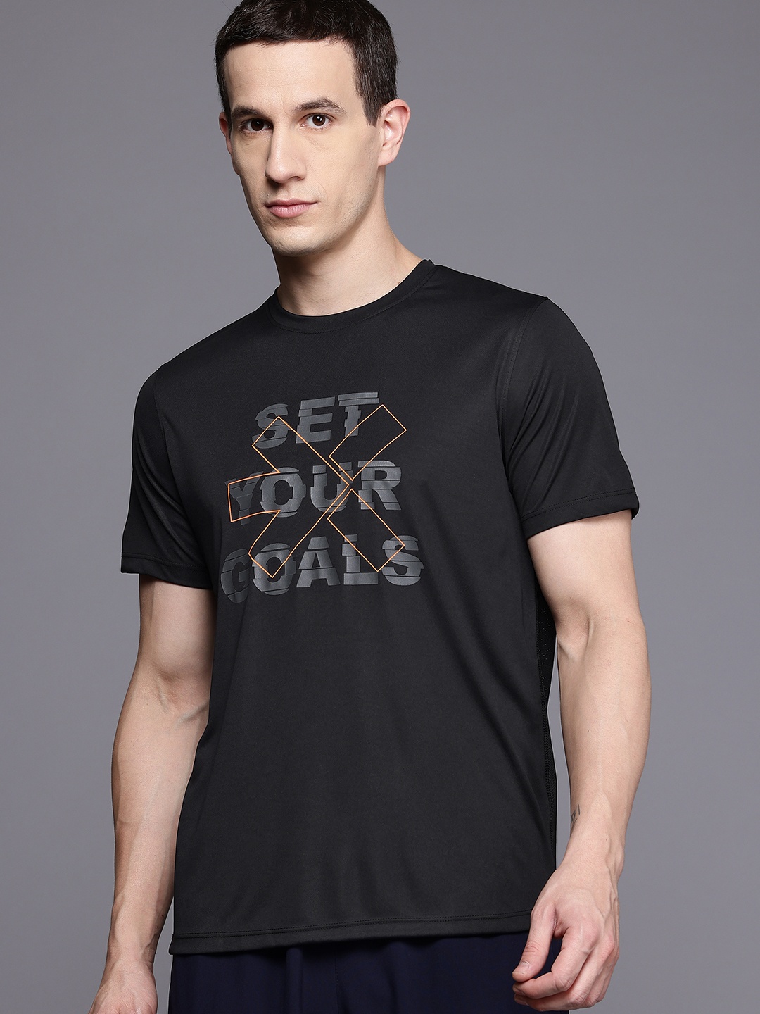 

HRX by Hrithik Roshan Typography Printed Training T-shirt, Black