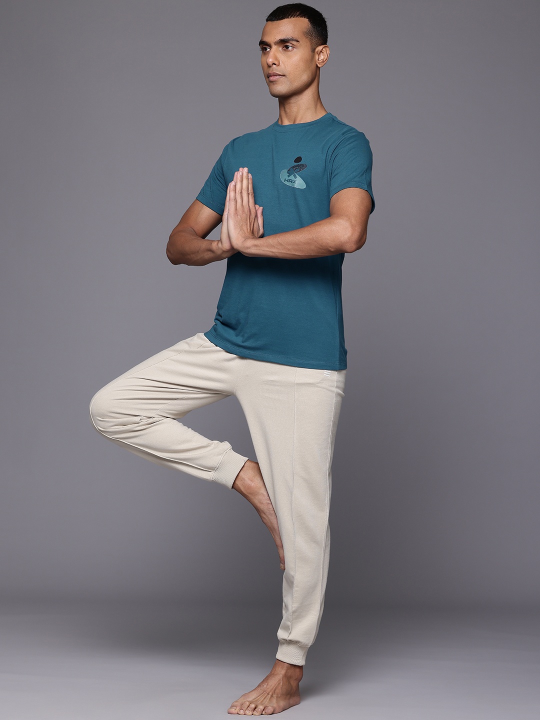 

HRX by Hrithik Roshan Printed Detail Yoga T-shirt, Teal